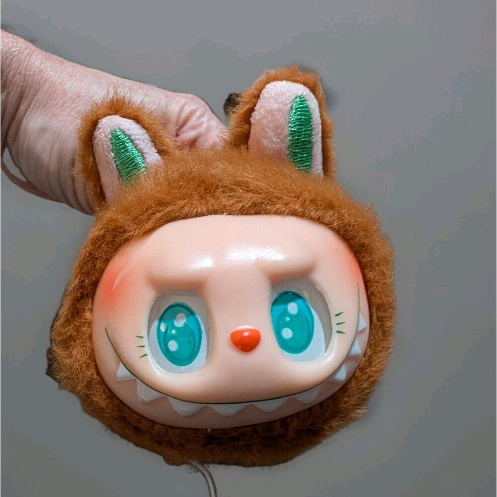 Pop Mart Labubu Monster Plush Bag Charm Vinyl Face Fluffy Brown Pull String